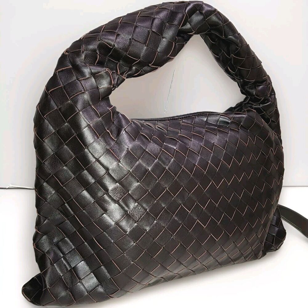 Rare Vintage Bottega Veneta Small Hop Woven Calfskin Shoulder Bag ca. 2000s EUC